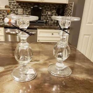 2 Glass Candle Holders